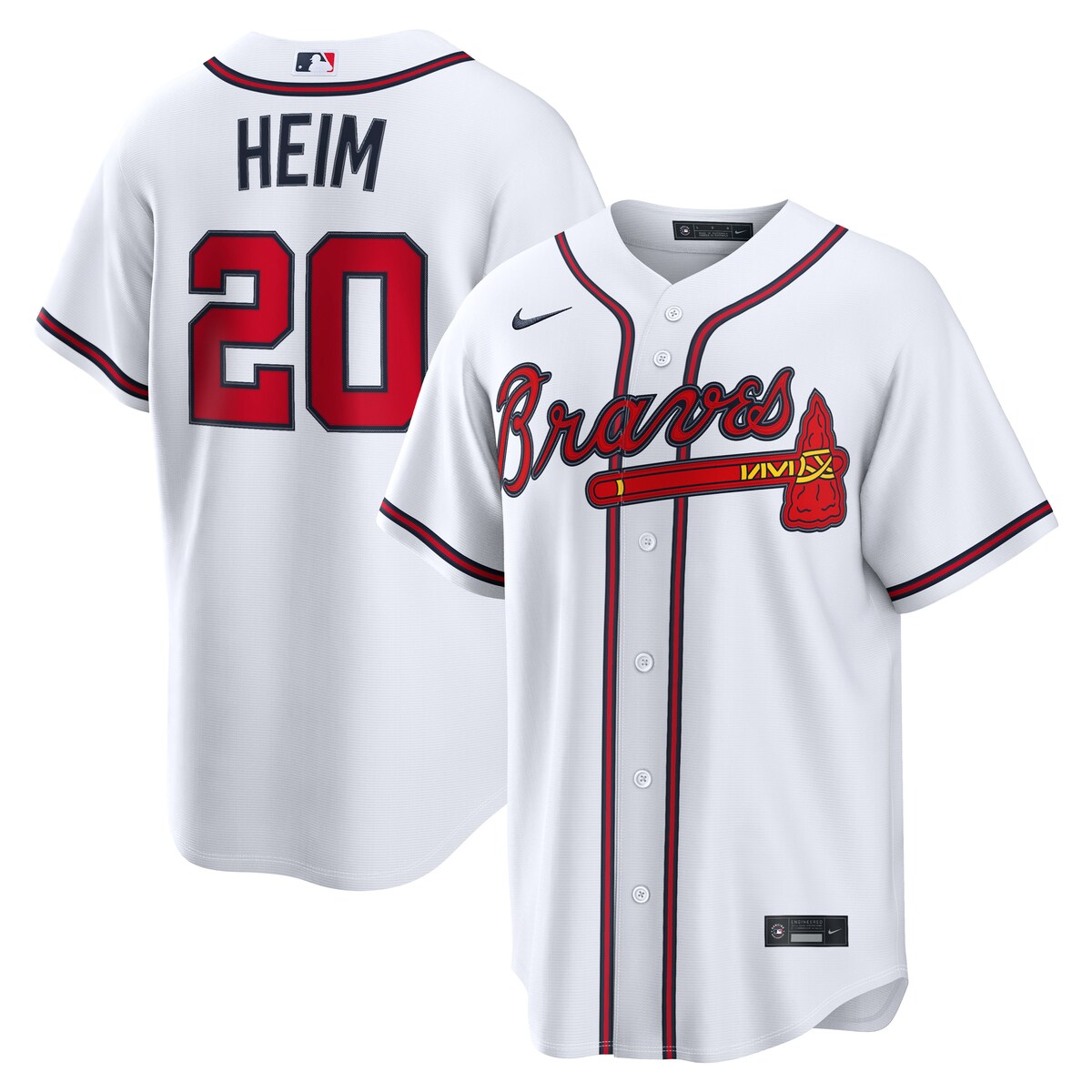 【公式グッズ】MLB ブレーブス ジョナ・ハイム ホーム ユニフォーム （レプリカ） Nike/ナイキ メンズ ホワイト (Nike 2026 Men's Replica RP26 Core Jersey - Starter Player)