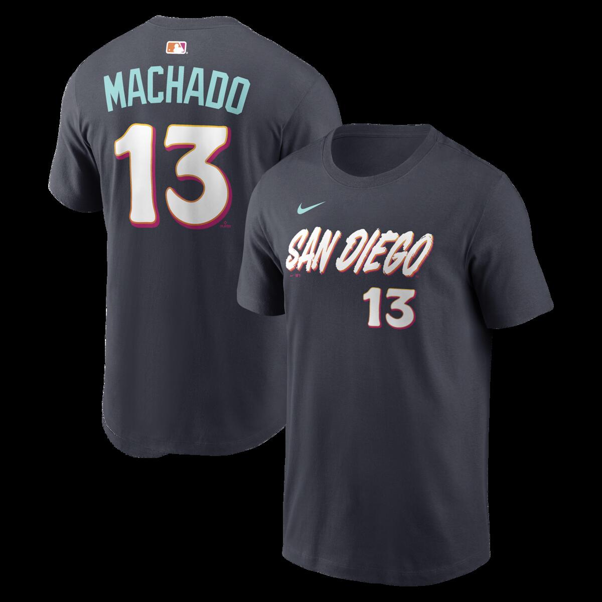 Men's Nike Manny Machado?Obsidian San Diego Padres 2026 City Connect Name & Number T-Shirt