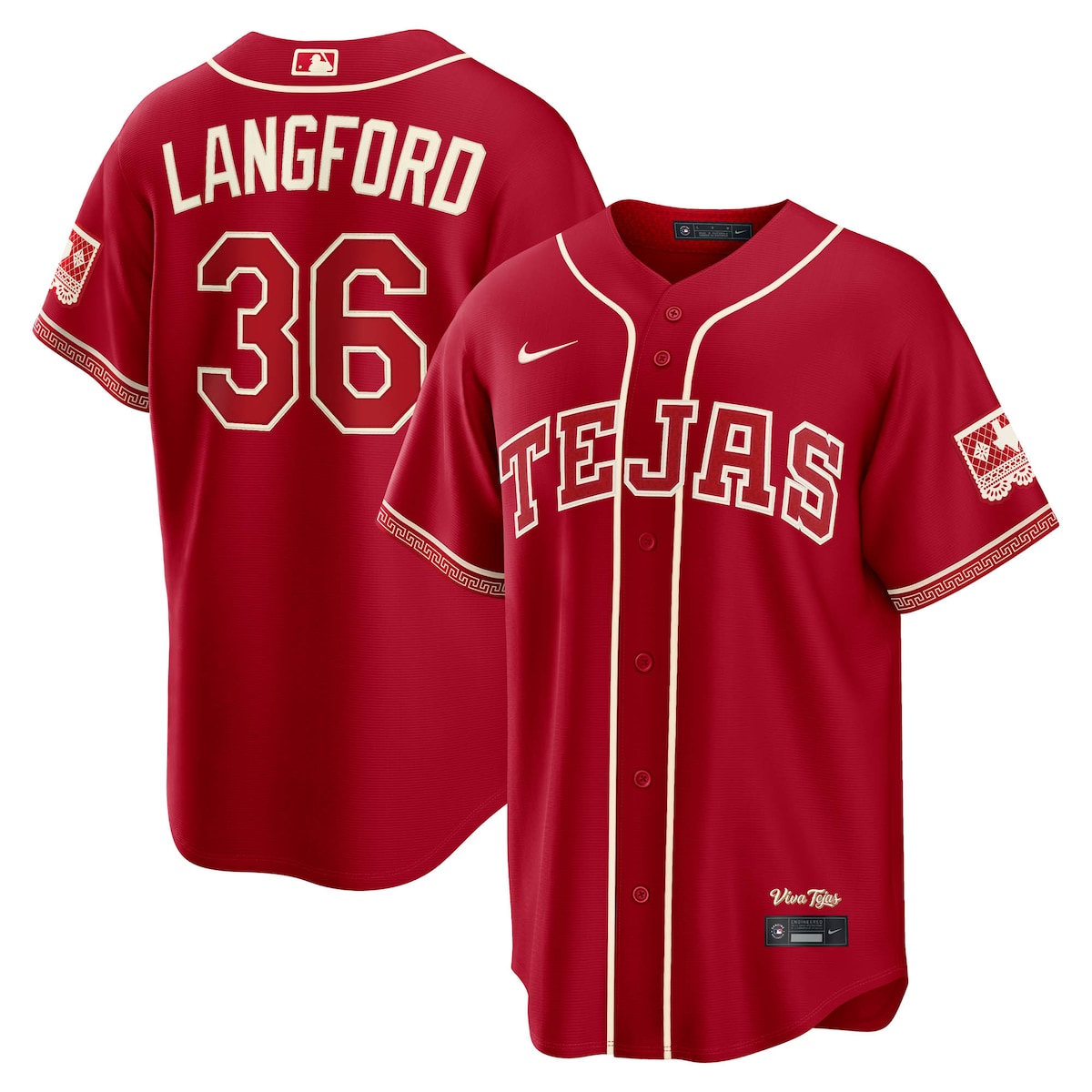【公式グッズ】MLB レンジャーズ ワイアット・ラングフォード シティコネクト ユニフォーム （レプリカ） Nike/ナイキ メンズ レッド (Nike 2026 Stadium City Connect Jersey - Player)