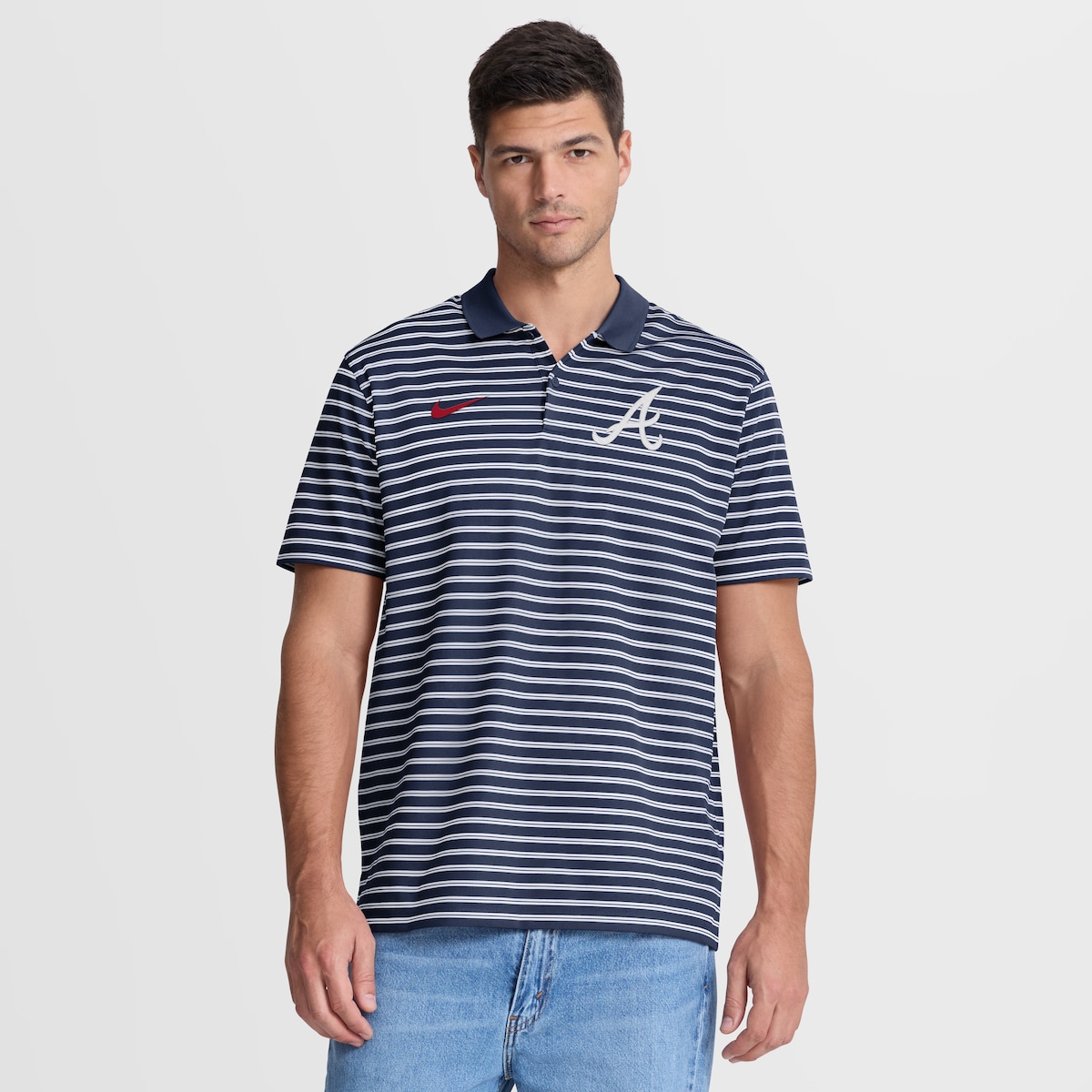 【公式グッズ】MLB ブレーブス ポロシャツ Nike/ナイキ メンズ ネイビー (Men's Nike MLB Team Striped Victory Polo)