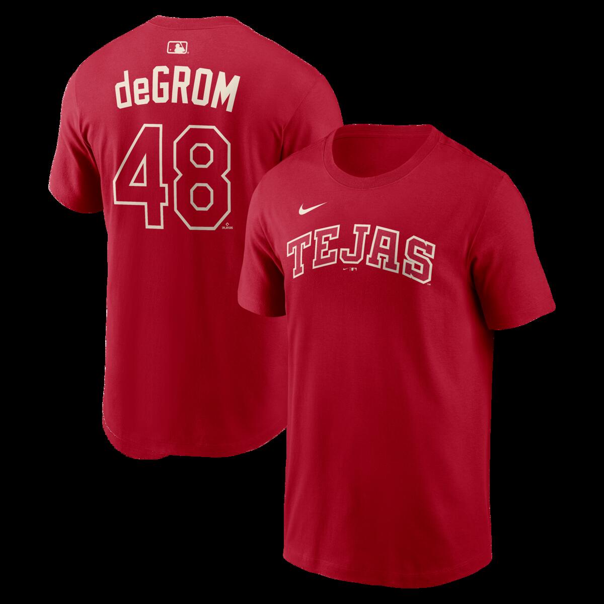 【公式グッズ】MLB レンジャーズ ジェイコブ・デグロム ネーム&ナンバー Tシャツ Nike/ナイキ メンズ レッド (Nike Men's N&N City Connect Tee - 2026)|Fanatics公式ストア 店