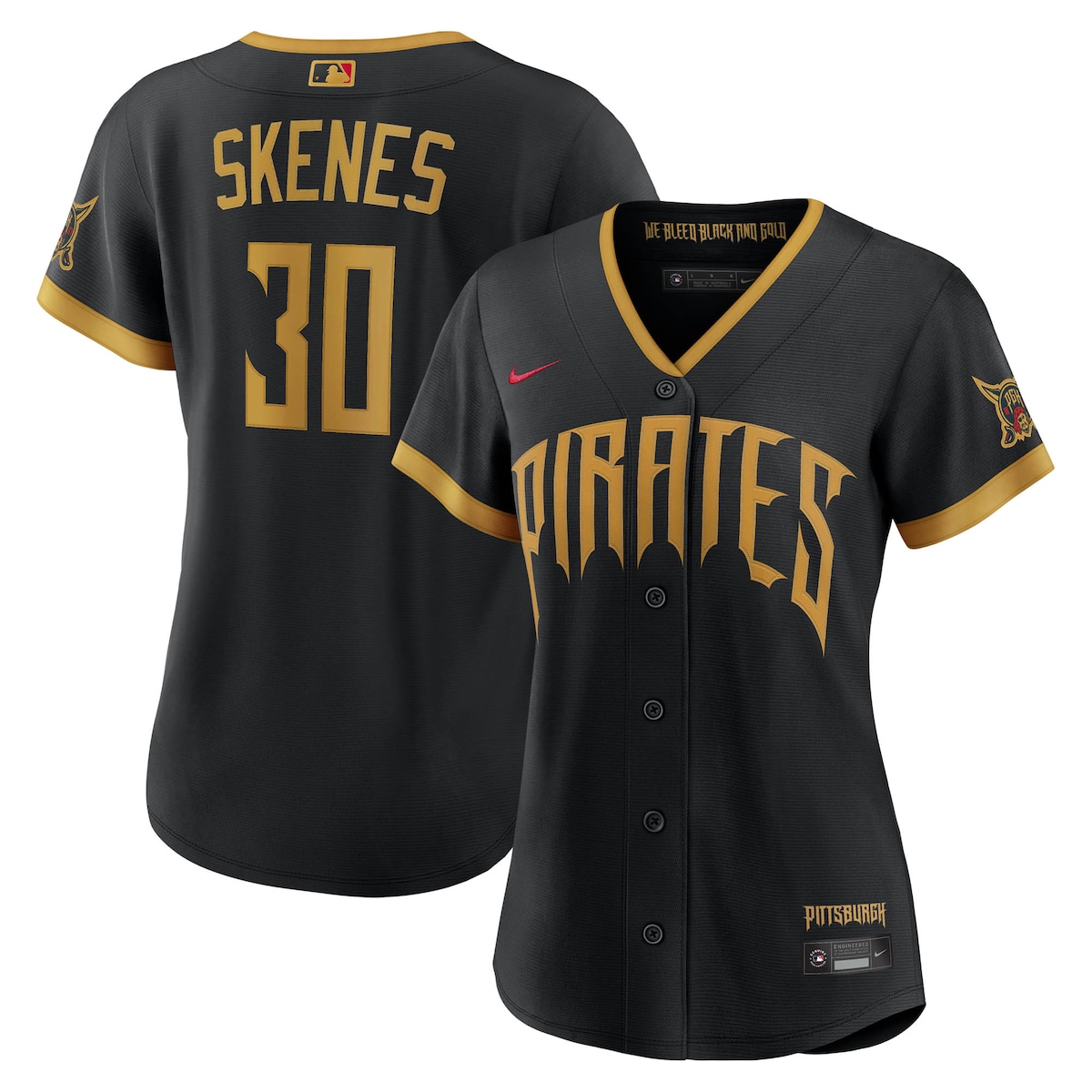 【公式グッズ】MLB パイレーツ ポール・スキーンズ シティコネクト ユニフォーム （レプリカ） Nike/ナイキ レディース ブラック (Nike 2026 Women's Stadium City Connect Jersey - Player)