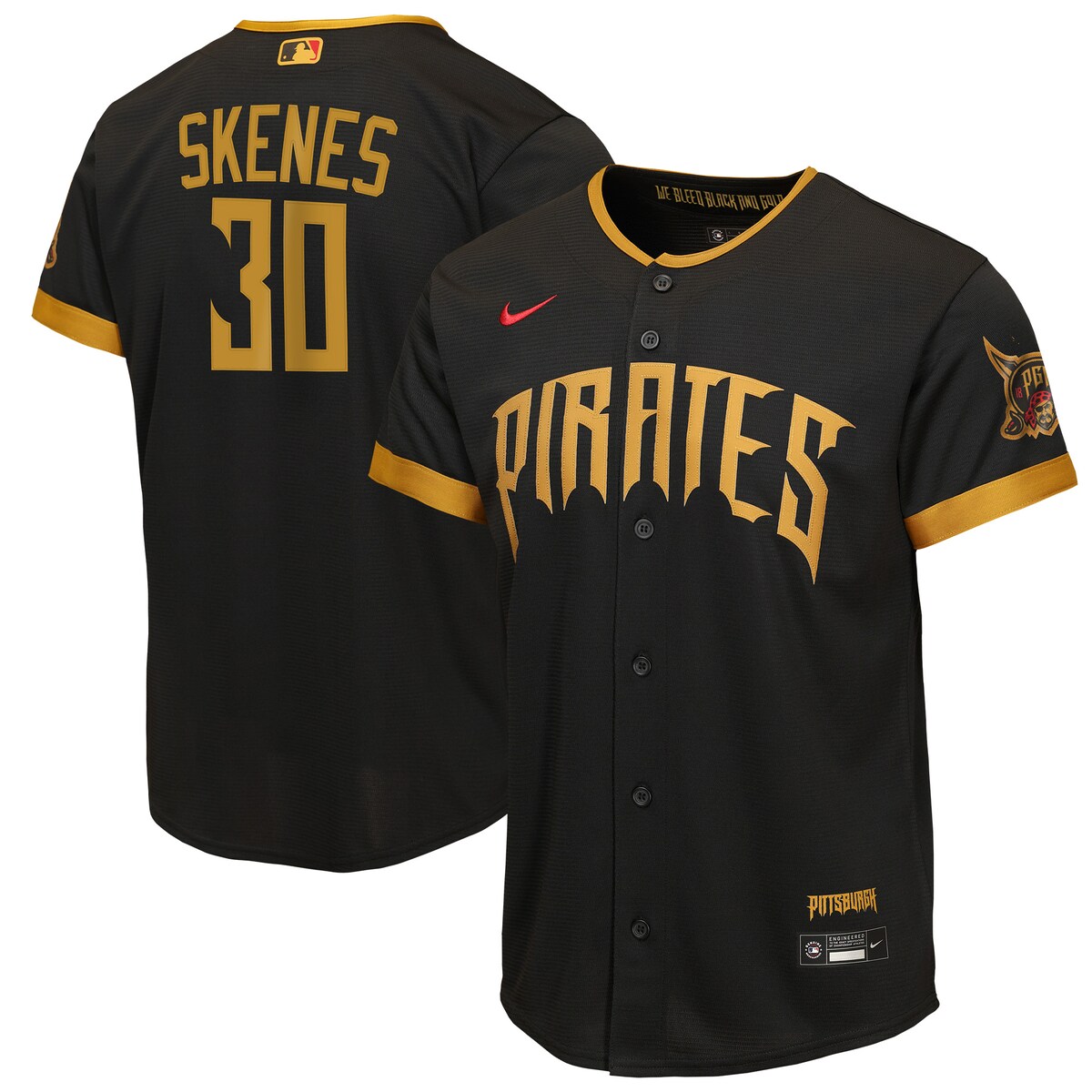【公式グッズ】MLB パイレーツ ポール・スキーンズ シティコネクト ユニフォーム （レプリカ） Nike/ナイキ キッズサイズ ブラック (Youth 8-20 Stadium Home Run NEW City Connect - Player) 18,361円