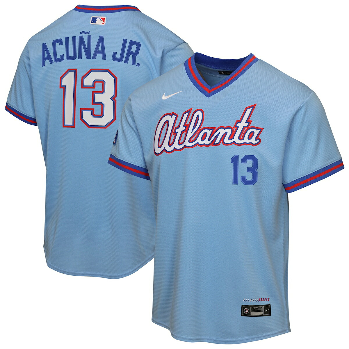 【公式グッズ】MLB ブレーブス ロナルド・アクーニャJr. シティコネクト ユニフォーム （レプリカ） Nike/ナイキ キッズサイズ パウダーブルー (Youth 8-20 Stadium Home Run NEW City Connect - Player)