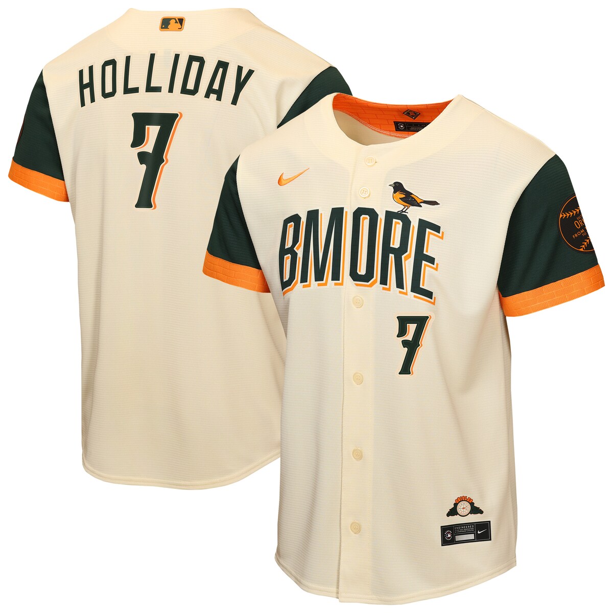【公式グッズ】MLB オリオールズ ジャクソン・ホリデー シティコネクト ユニフォーム （レプリカ） Nike/ナイキ キッズサイズ クリーム (Youth 8-20 Stadium Home Run NEW City Connect - Player)｜Fanatics公式ストア 店