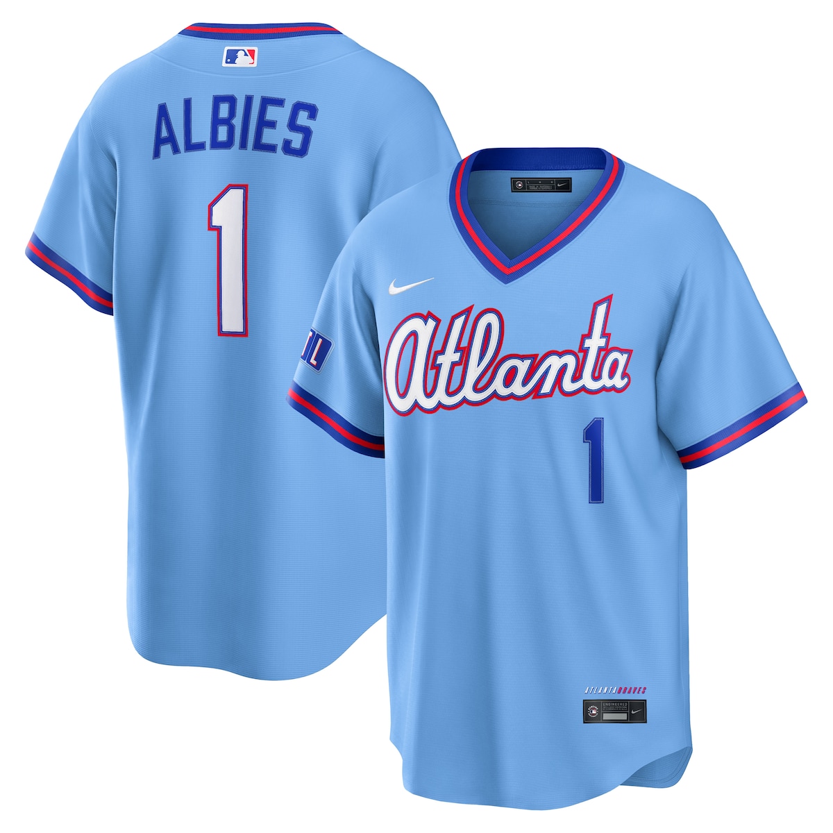 【公式グッズ】MLB ブレーブス オジー・アルビース シティコネクト ユニフォーム （レプリカ） Nike/ナイキ メンズ パウダーブルー (Nike 2026 Stadium City Connect Jersey - Player)