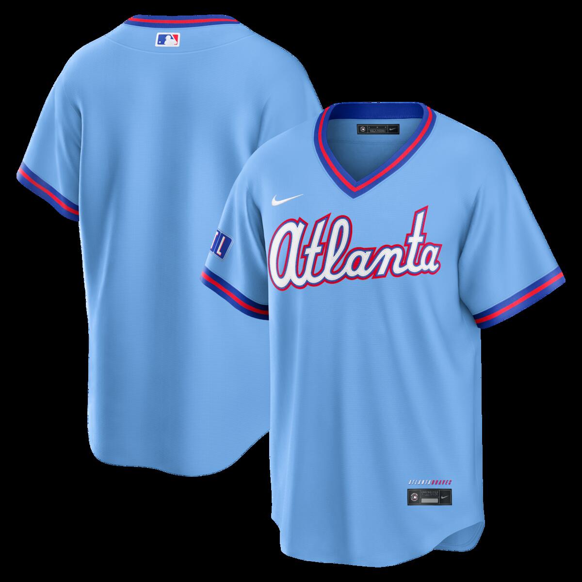【公式グッズ】MLB ブレーブス シティコネクト ユニフォーム （レプリカ） Nike/ナイキ メンズ パウダーブルー (Nike 2026 Stadium City Connect Jersey - Team Front)