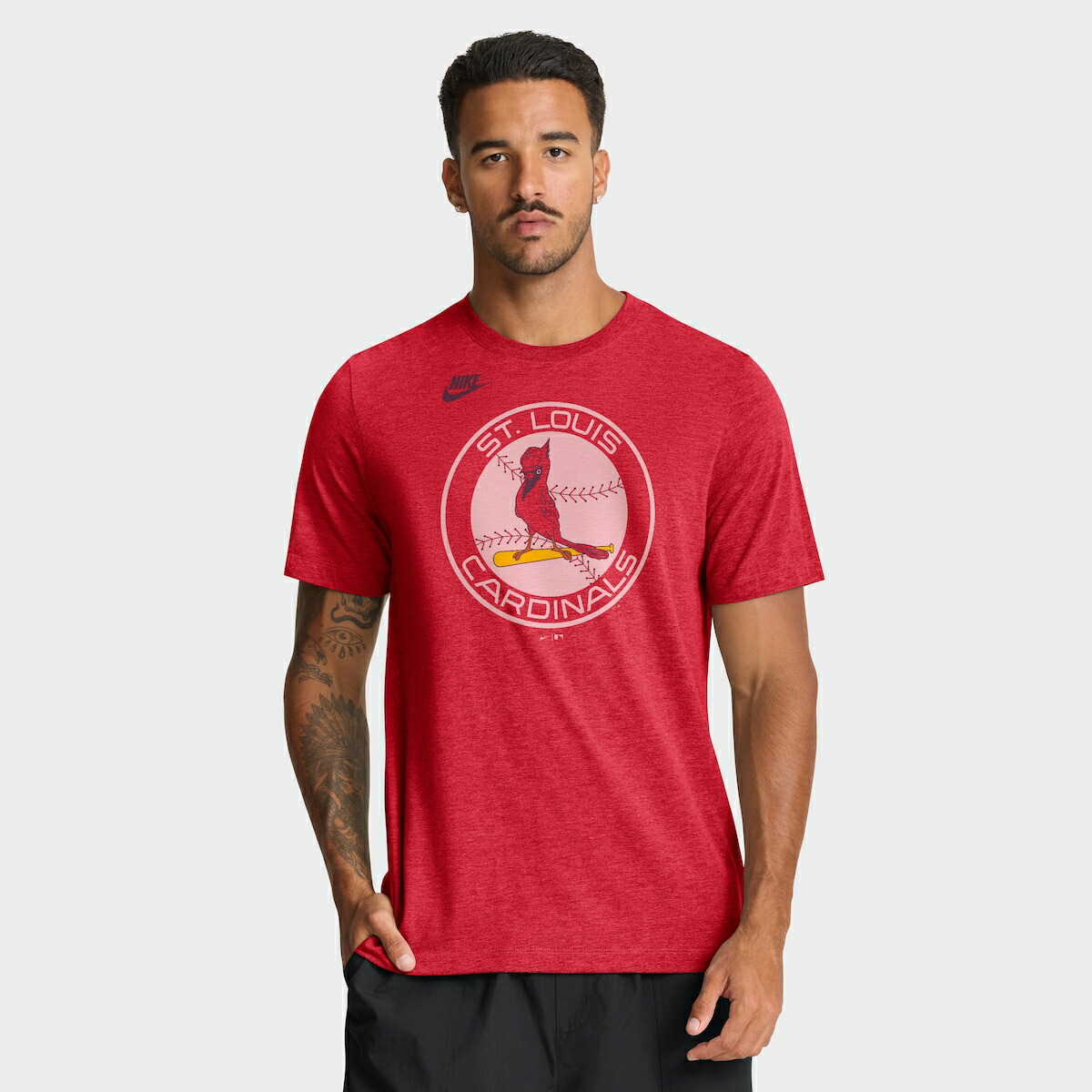 【公式グッズ】MLB カージナルス Tシャツ Nike/ナイキ メンズ ヘザーレッド (Men's Nike MLB Cooperstown Logo Triblend Tee)