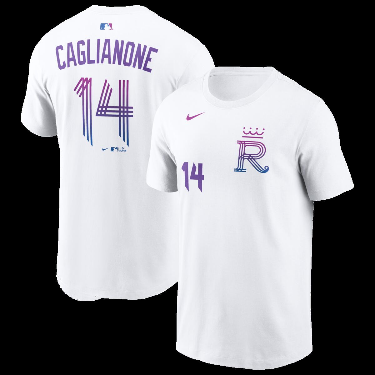 【公式グッズ】MLB ロイヤルズ ジャック・カグリアノーネ ネーム&ナンバー Tシャツ Nike/ナイキ メンズ ホワイト (Nike Men's N&N City Connect Tee - 2026)|Fanatics公式ストア 店