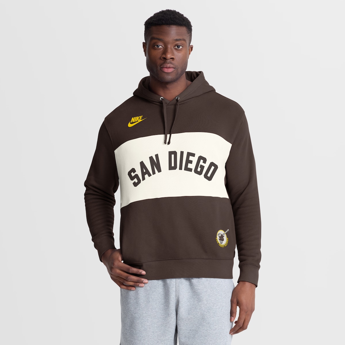 【公式グッズ】MLB パドレス パーカー Nike/ナイキ メンズ ブラウン (Men's Nike MLB Cooperstown Legacy Colorblock French Terry Ho)