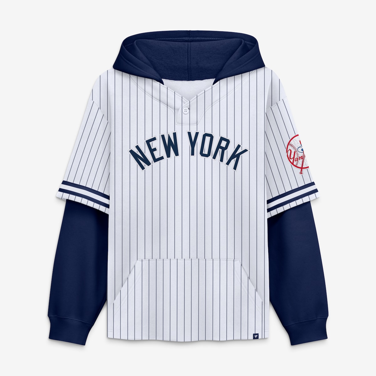 Men's Fanatics White/Navy New York Yankees Relaxed Fit Layered Pinstripe Hoodie 18,904円