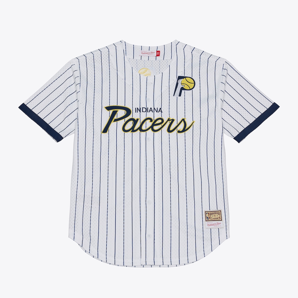 Men's Mitchell & Ness White Indiana Pacers Head Coach Pinstripe Mesh Full-Button Baseball Jersey
