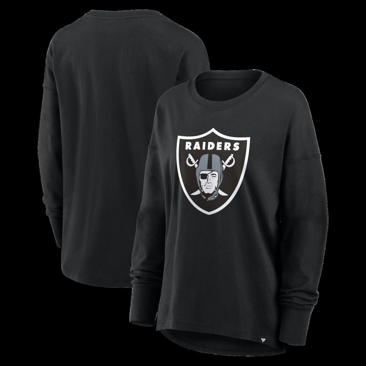 Women's Fanatics Black Las Vegas Raiders Relaxed Hip Essential Long Sleeve T-Shirt