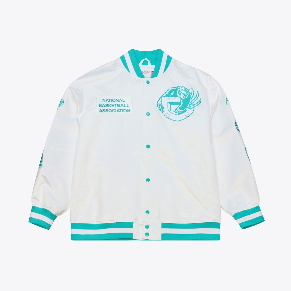 Men's Mitchell & Ness White Memphis Grizzlies Arctic Lightweight Full-Snap Satin Jacket