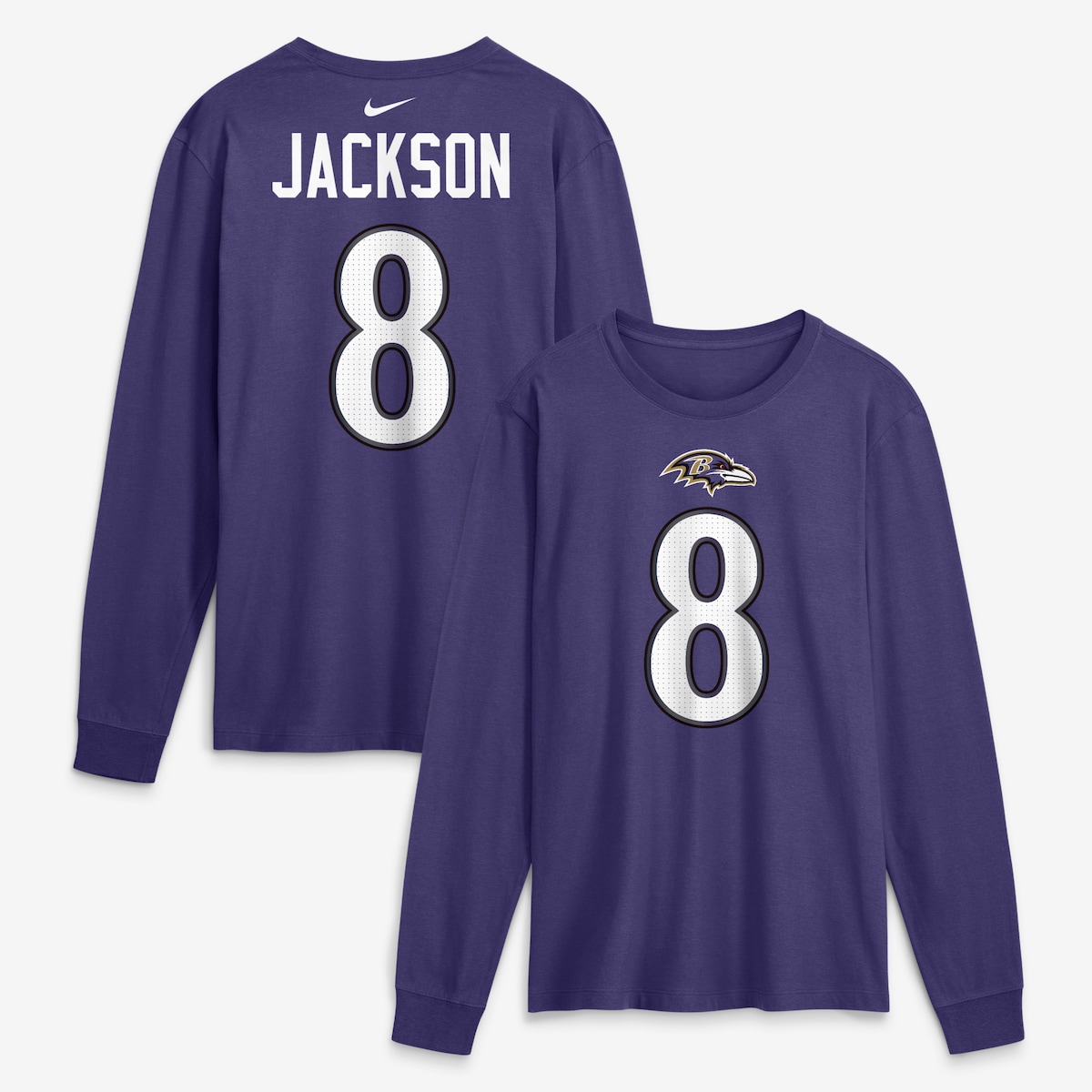 【公式グッズ】NFL レイブンズ ラマー・ジャクソン ネーム&ナンバー Tシャツ （長袖） Nike/ナイキ メンズ パープル (26 Men's NFL Nike Player N&N Long Sleeve Tee)｜Fanatics公式ストア 店 10,041円