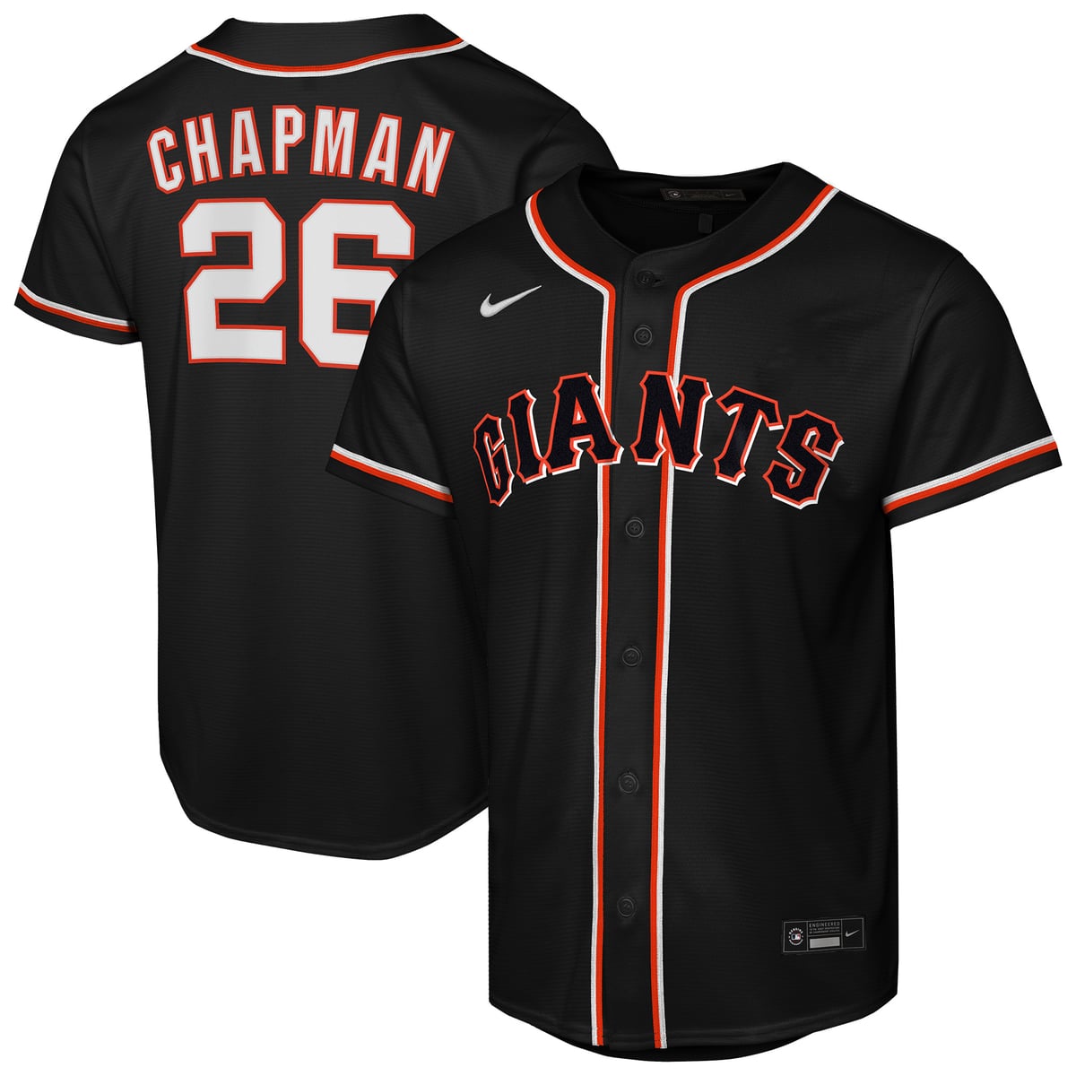 【公式グッズ】MLB ジャイアンツ マット・チャップマン ファッション ユニフォーム Nike/ナイキ キッズサイズ ブラック (Youth 8-20 Black Fashion Jersey - Player)｜Fanatics公式ストア 店