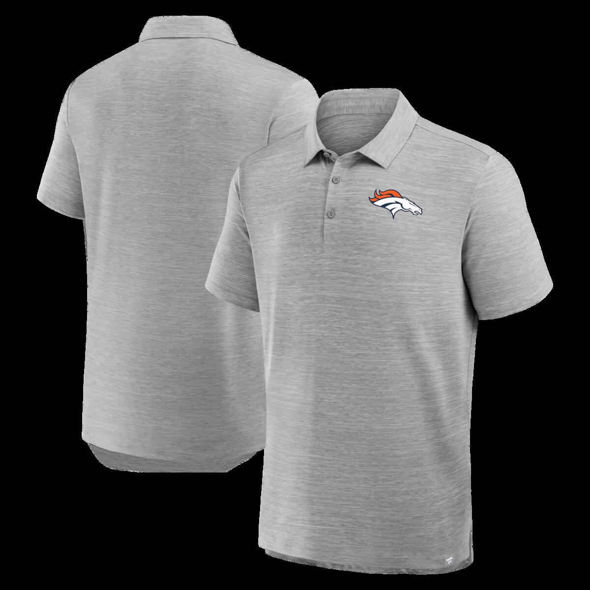 Men's Fanatics Heather Gray Denver Broncos Clutch Polo
