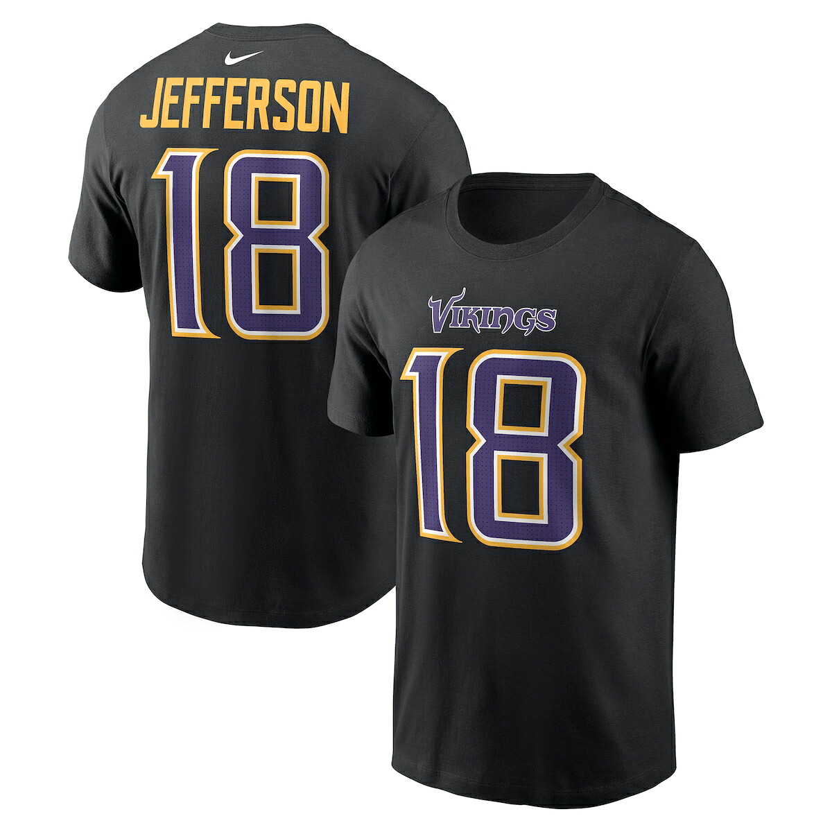 【公式グッズ】NFL バイキングス ジャスティン・ジェファーソン ネーム&ナンバー Tシャツ Nike/ナイキ メンズ ブラック (26 Men's NFL Nike Carbon N&N SST)|Fanatics公式ストア 店