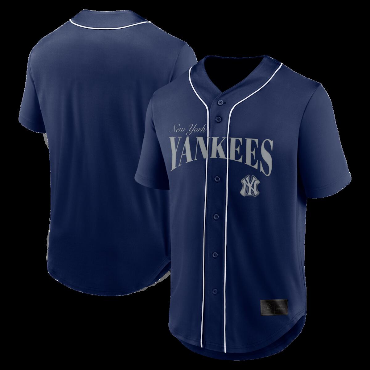 【公式グッズ】MLB ヤンキース シャツ Fanatics/ファナティクス メンズ ネイビー (SHORT SLEEVE FASHION BUTTON UP)｜Fanatics公式ストア 店