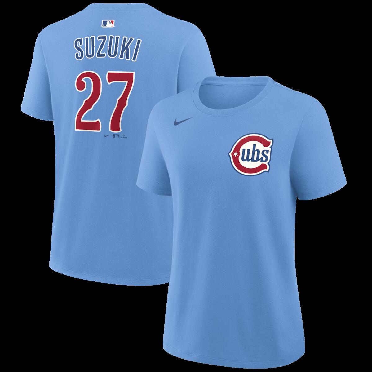 【公式グッズ】MLB カブス 鈴木 誠也 ネーム&ナンバー Tシャツ Nike/ナイキ レディース ライトブルー (Nike 2026 Women's N&N LEAGUE SEASONAL Tee)｜Fanatics公式ストア 店