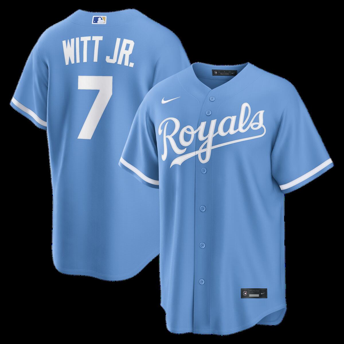 【公式グッズ】MLB ロイヤルズ ボビー・ウィット・Jr オルタネイト ユニフォーム （レプリカ） Nike/ナイキ メンズ ライトブルー (Replica 2026 Men\'s LEAGUE SEASONAL Jersey - Player)｜Fanatics公式ストア 店