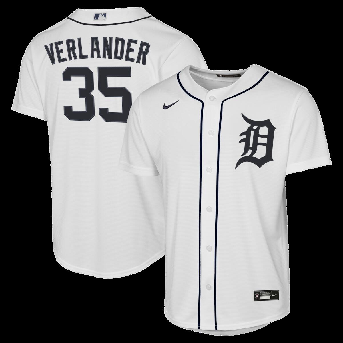 【公式グッズ】MLB タイガース ジャスティン・バーランダー ホーム ユニフォーム （レプリカ） Nike/ナイキ キッズサイズ ホワイト (HOME BASELINE JRSY TWILL PLYER)｜Fanatics公式ストア 店