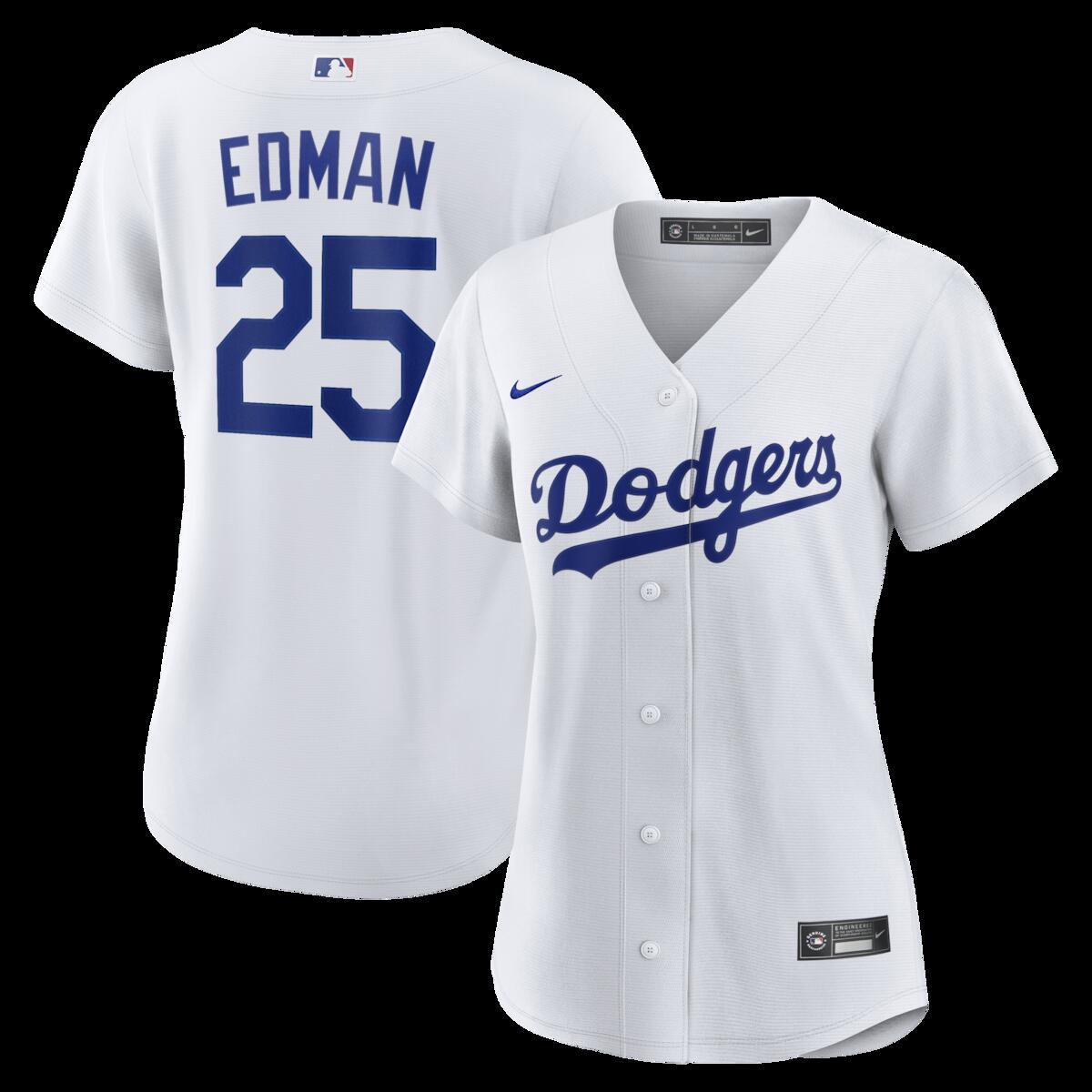 【公式グッズ】MLB ドジャース トミー・エドマン ホーム ユニフォーム （レプリカ） Nike/ナイキ レディース ホワイト (Women&rsquo;s RPW6 Replica Jersey &mdash; Inline &mdash; Starter Player)｜Fanatics公式ストア 店 24,592円
