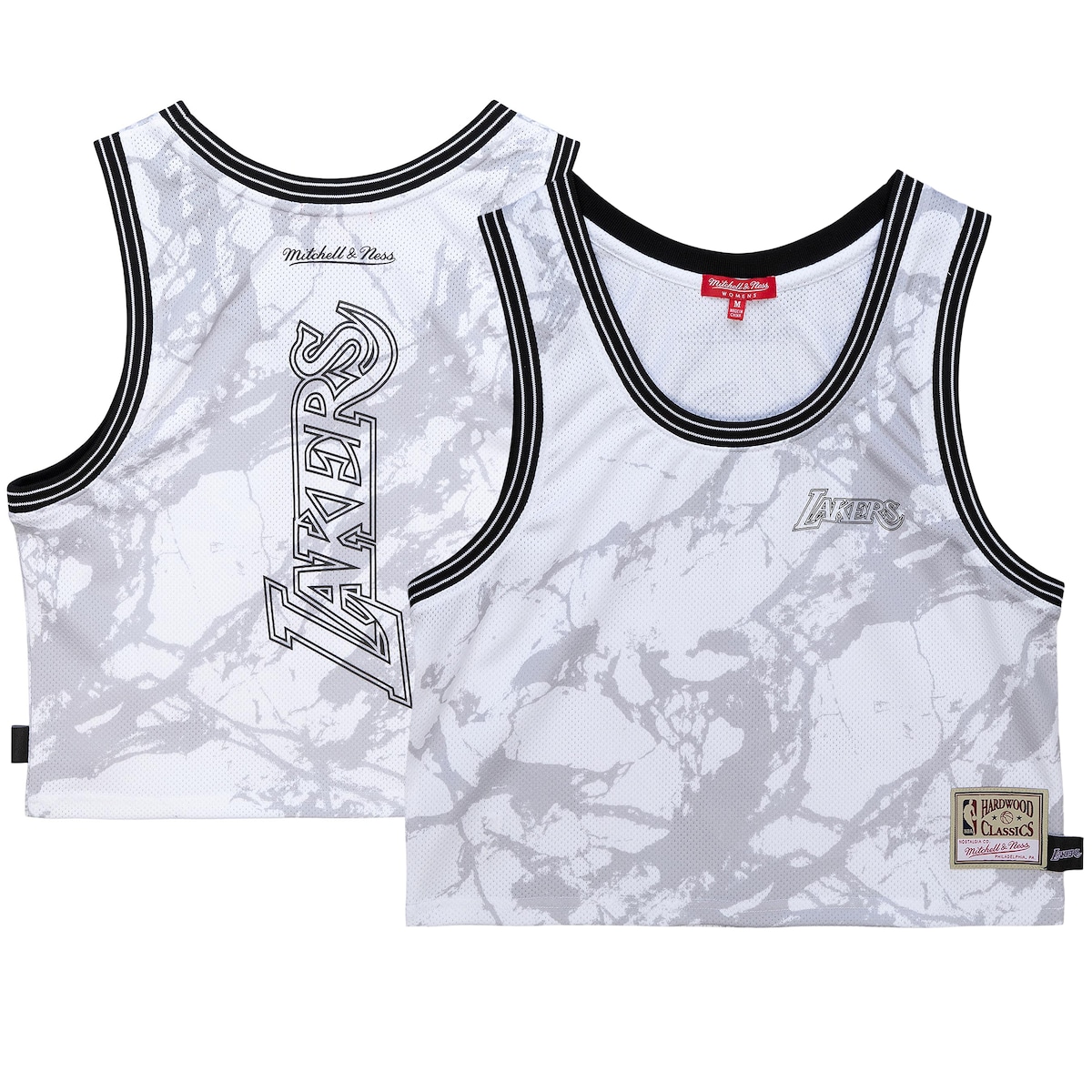 【公式グッズ】NBA レイカーズ タンクトップ Mitchell & Ness/ミッチェル&ネス レディース ホワイト (NBA Womens Marble Crop Tank DS)|Fanatics公式ストア 店