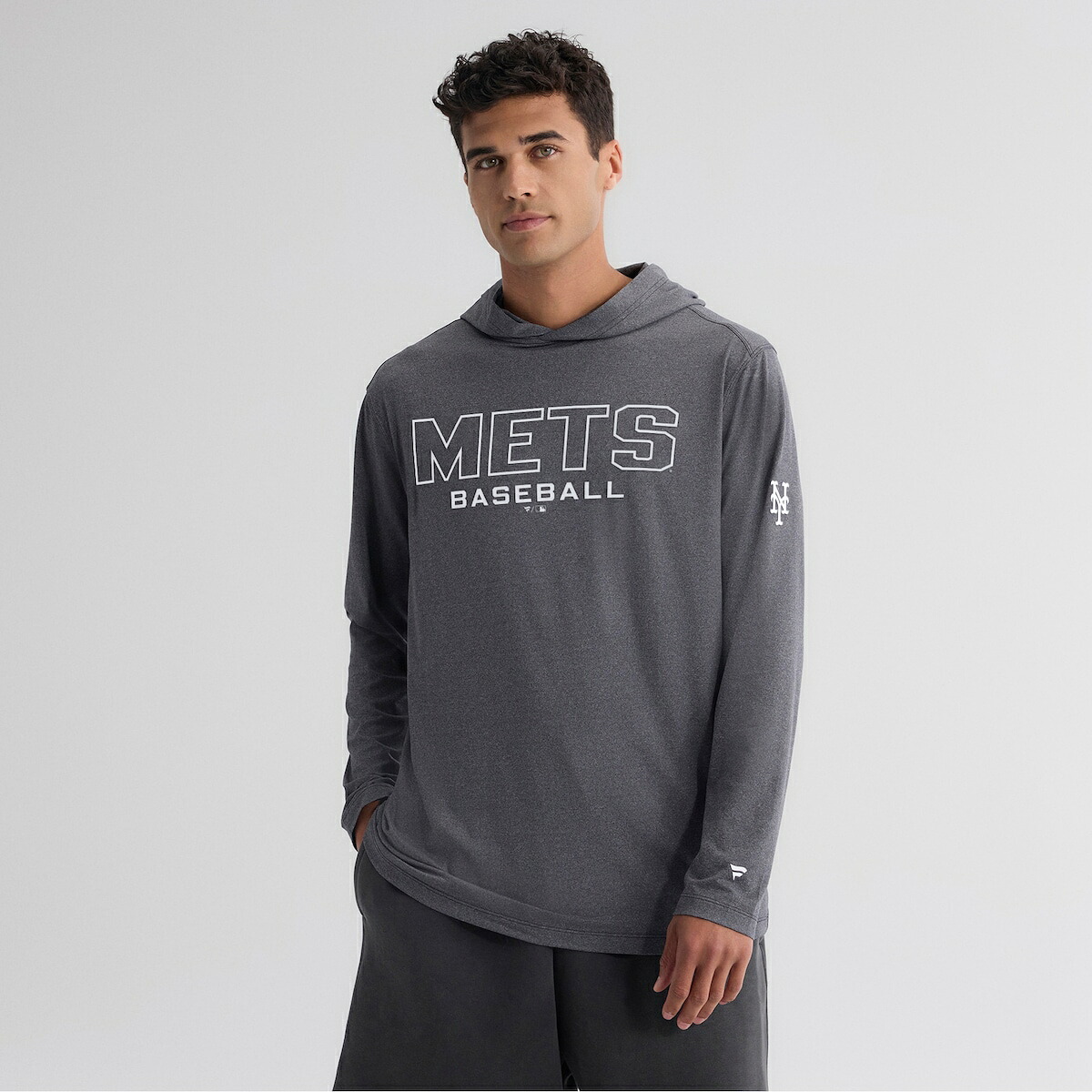 【公式グッズ】MLB メッツ 長袖 Tシャツ Fanatics/ファナティクス メンズ チャコール (FANATICS MENS LS TEE HOOD)｜Fanatics公式ストア 店