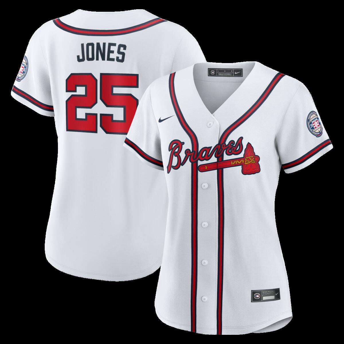 【公式グッズ】MLB ブレーブス アンドリュー・ジョーンズ レプリカ ユニフォーム Nike/ナイキ レディース ホワイト (Nike Women's Replica Jerseys - 2026 HoF Patch)｜Fanatics公式ストア 店