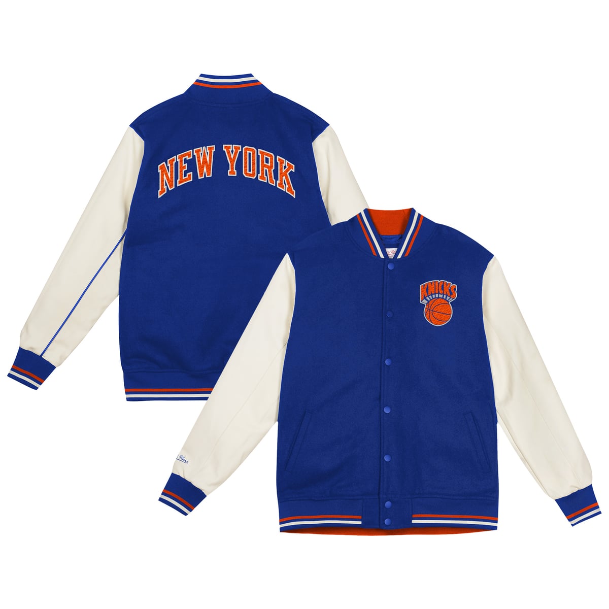【公式グッズ】NBA ニックス ジャケット Mitchell & Ness/ミッチェル＆ネス トドラー・幼児サイズ ブルー (NBA TOD Knicks Varsity Heavyweight Jacket)｜Fanatics公式ストア 店 18,500円