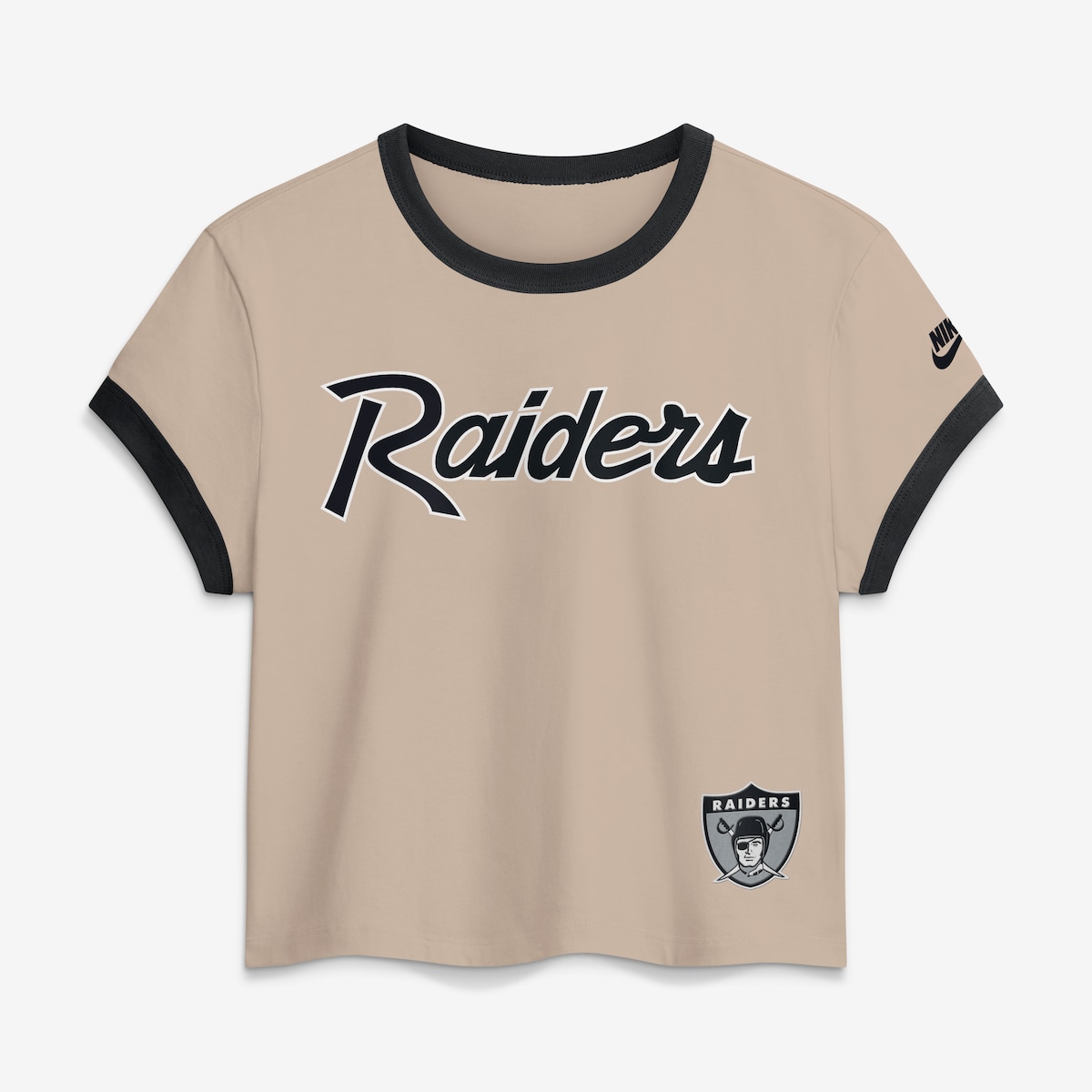 【公式グッズ】NFL レイダース Tシャツ Nike/ナイキ レディース クリーム (26 NFL Womens Nike Rewind Ringer Mod Crop SST)|Fanatics公式ストア 店