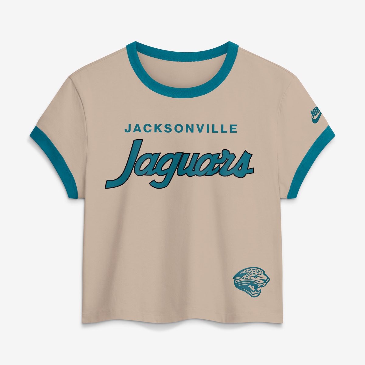 【公式グッズ】NFL ジャガーズ Tシャツ Nike/ナイキ レディース クリーム (26 NFL Womens Nike Rewind Ringer Mod Crop SST)|Fanatics公式ストア 店