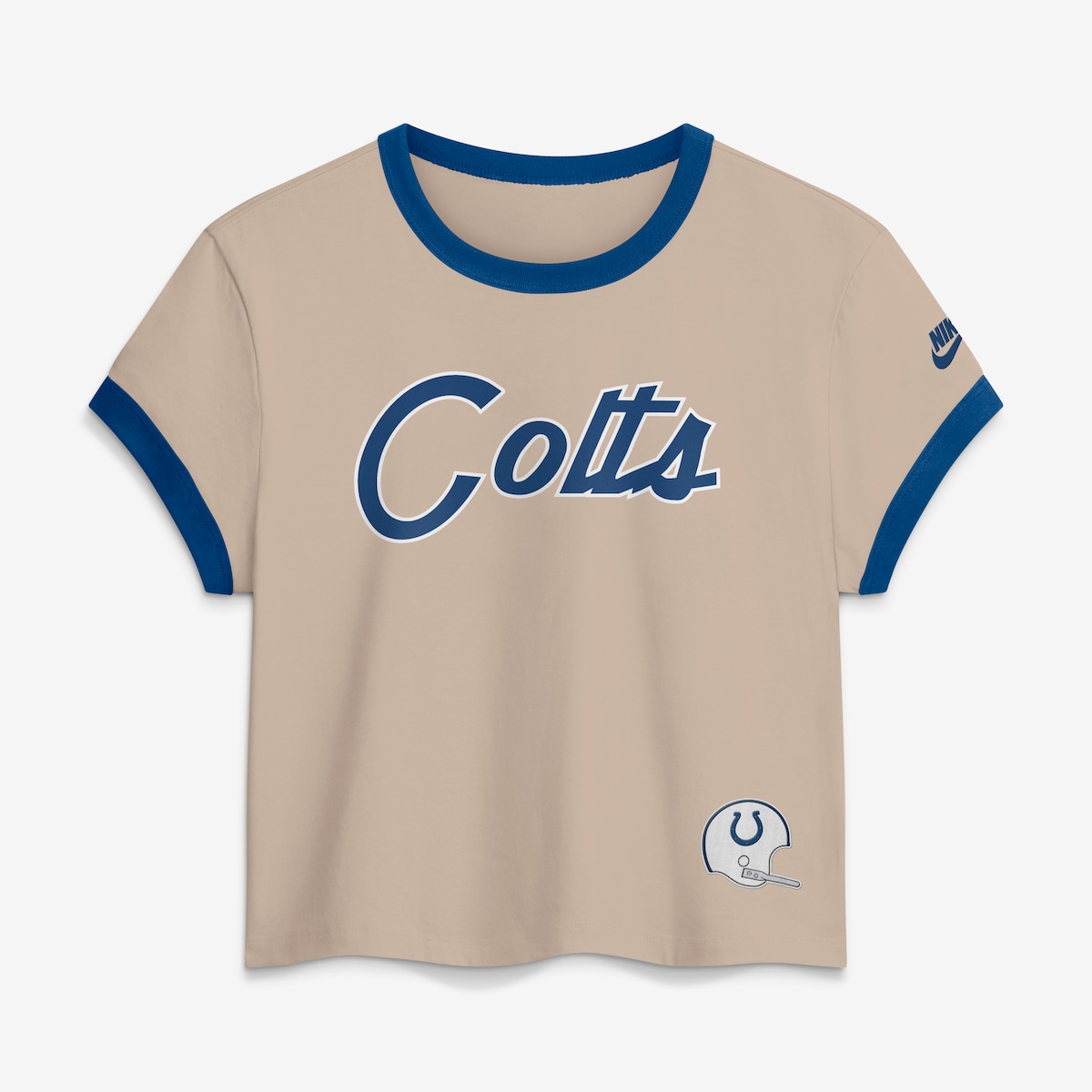 【公式グッズ】NFL コルツ Tシャツ Nike/ナイキ レディース クリーム (26 NFL Womens Nike Rewind Ringer Mod Crop SST)|Fanatics公式ストア 店