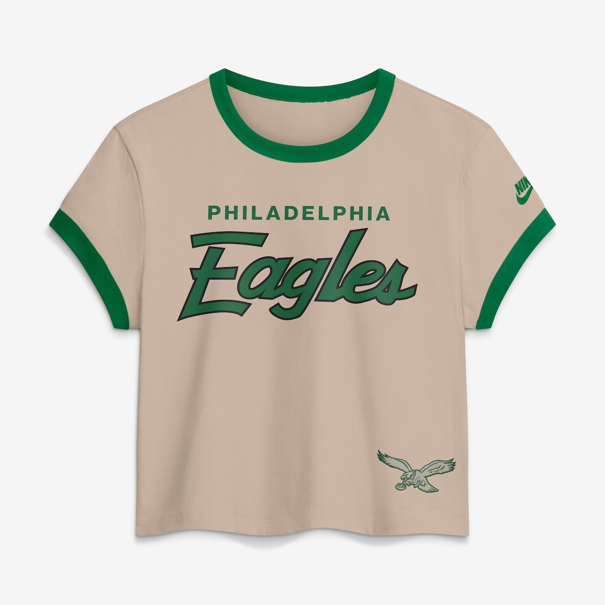 【公式グッズ】NFL イーグルス Tシャツ Nike/ナイキ レディース クリーム (26 NFL Womens Nike Rewind Ringer Mod Crop SST)|Fanatics公式ストア 店