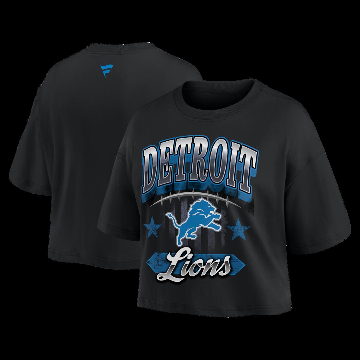 【公式グッズ】NFL ライオンズ Tシャツ Fanatics/ファナティクス レディース ブラック (26 NFL Womens Fanatics Americana Crop SST)｜Fanatics公式ストア 店