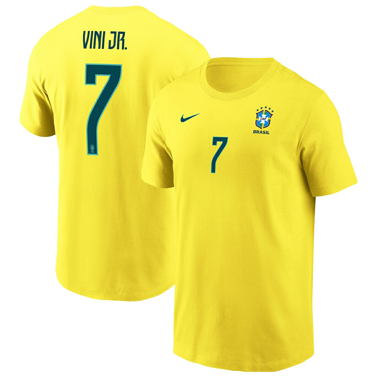 【公式グッズ】NATIONAL TEAM ブラジル代表 ヴィニシウス・ジュニオール ネーム&ナンバー Tシャツ Nike/ナイキ メンズ イエロー (BCS SU26 Men's N&N Player 2-Hit Tee)|Fanatics公式ストア 店