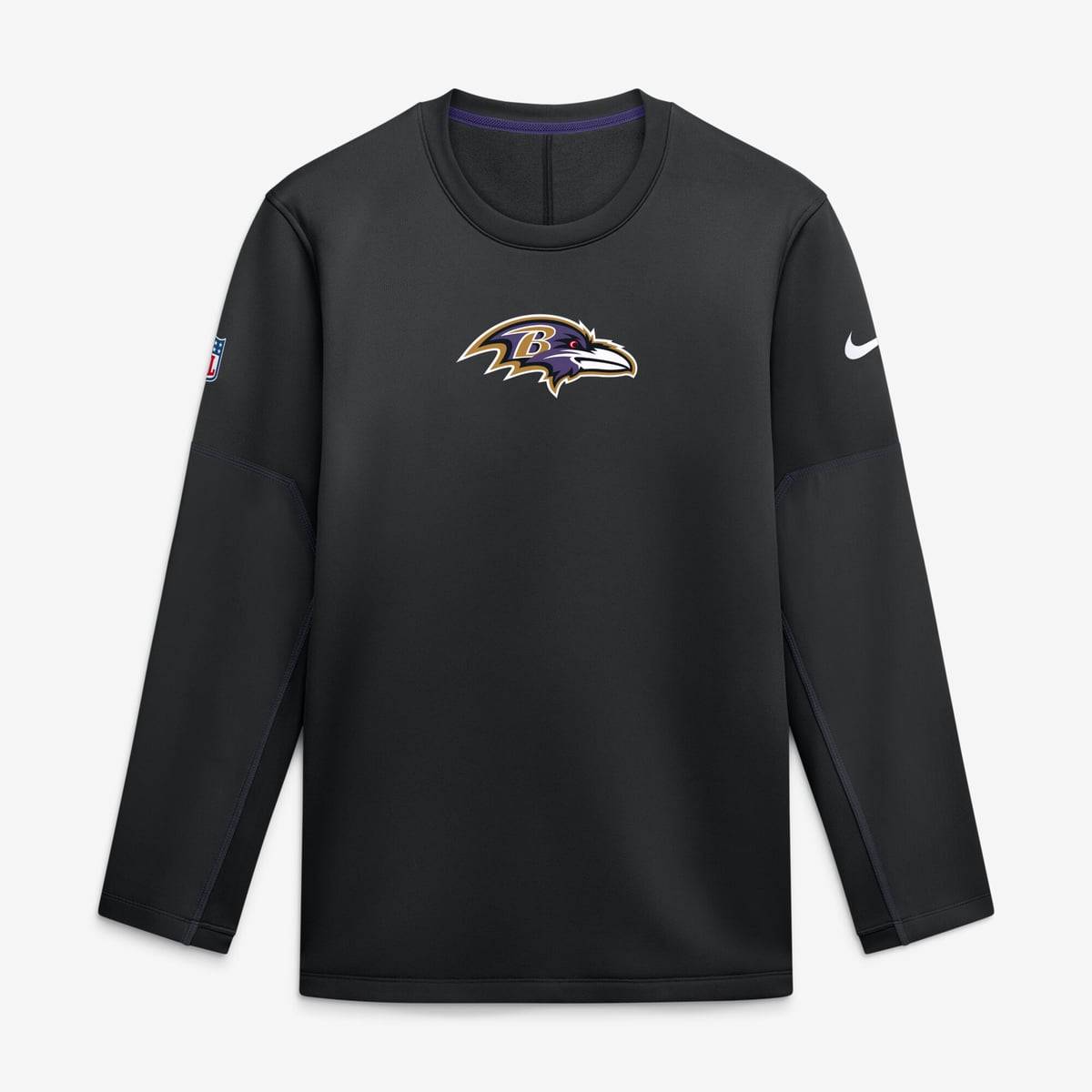 【公式グッズ】NFL レイブンズ トレーナー Nike/ナイキ メンズ ブラック (Men's Sideline Nike Team Present TF MID WT CREW LS COACH)｜Fanatics公式ストア 店