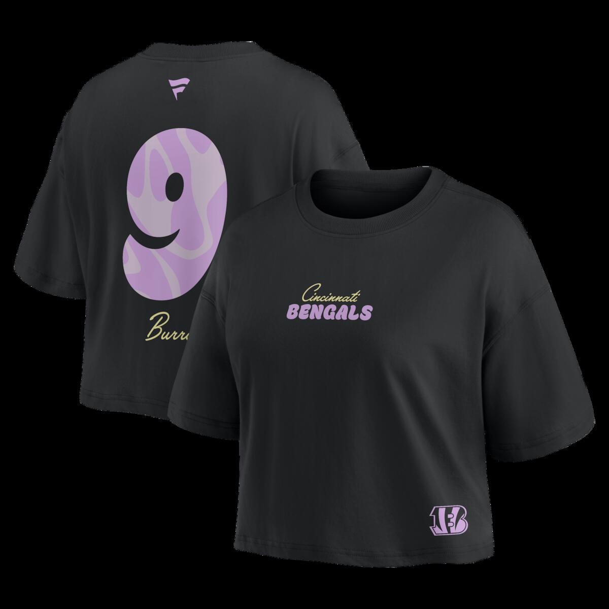 【公式グッズ】NFL ベンガルズ ジョー・バロー Tシャツ Fanatics/ファナティクス レディース ブラック (NFL Women's Black Fashion Crop SST)|Fanatics公式ストア 店