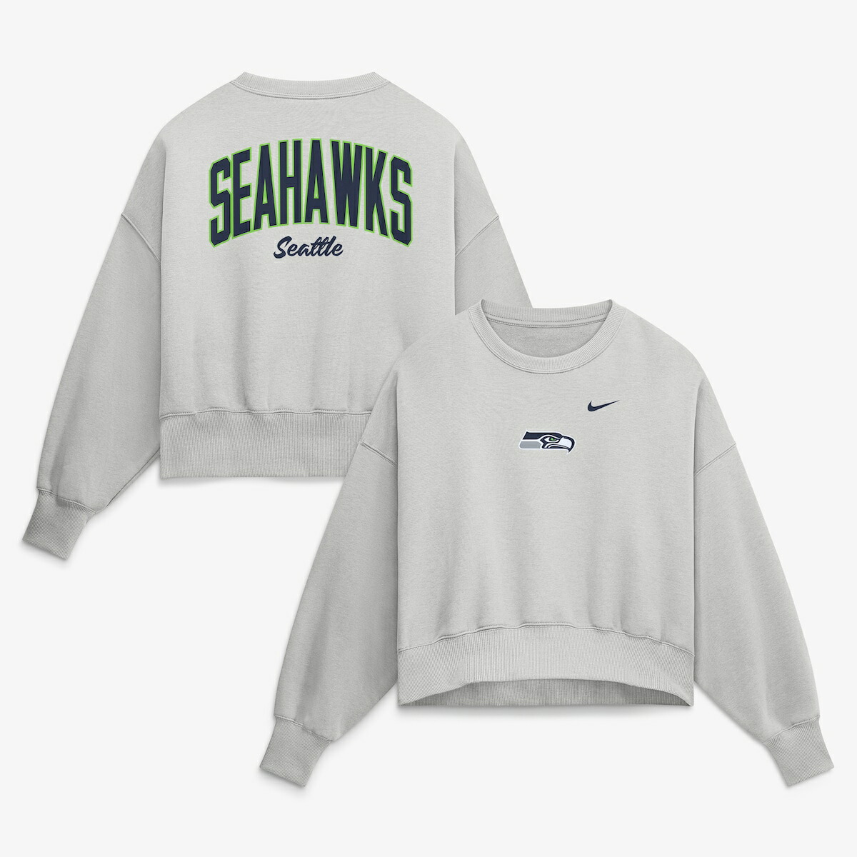 【公式グッズ】NFL シーホークス フリース トレーナー Nike/ナイキ レディース グレイ (26 NFL Womens Nike Primetime Phoenix Oversized Crew)|Fanatics公式ストア 店