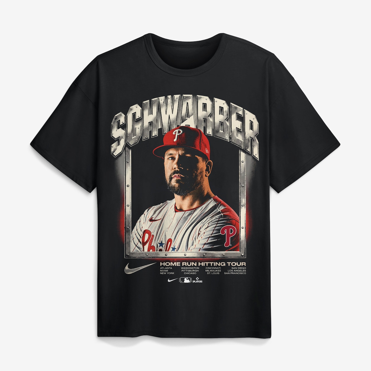 【公式グッズ】MLB フィリーズ カイル・シュワーバー Tシャツ Nike/ナイキ メンズ ブラック (Men's Nike SS Loose Fit Heavyweight Cotton Tee All Star Player Graphic)|Fanatics公式ストア 店