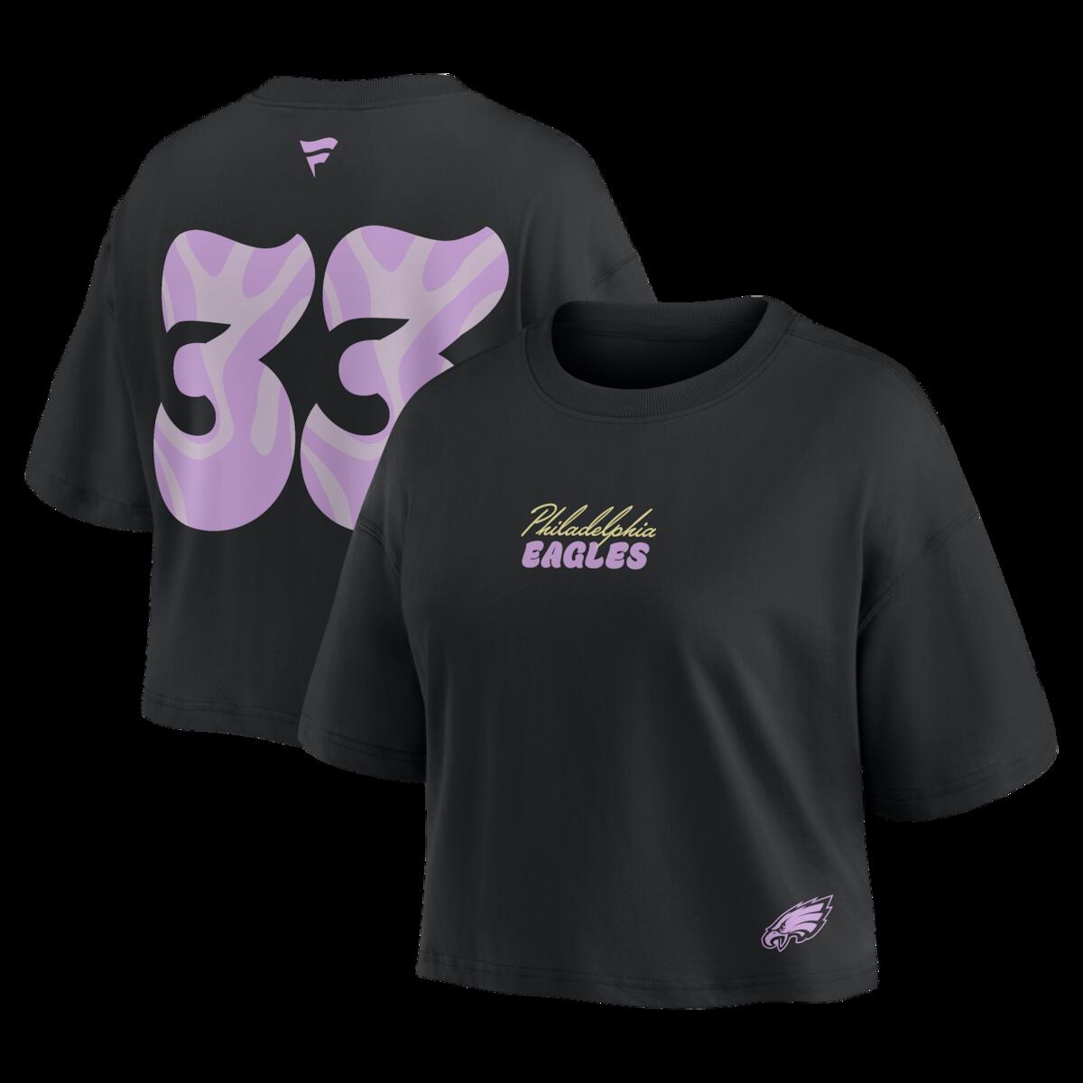 【公式グッズ】NFL イーグルス クーパー・デジャン Tシャツ Fanatics/ファナティクス レディース ブラック (NFL Women's Black Fashion Crop SST)|Fanatics公式ストア 店