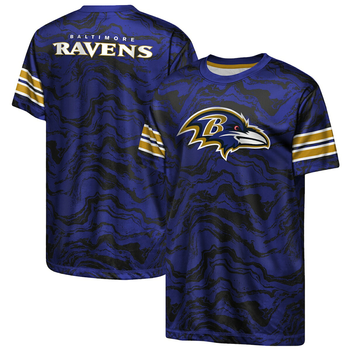 【公式グッズ】NFL レイブンズ Tシャツ Outerstuff キッズサイズ パープル (Youth Outerstuff FA26 NFL Slant Route Sublimated Performance SS Tee)｜Fanatics公式ストア 店
