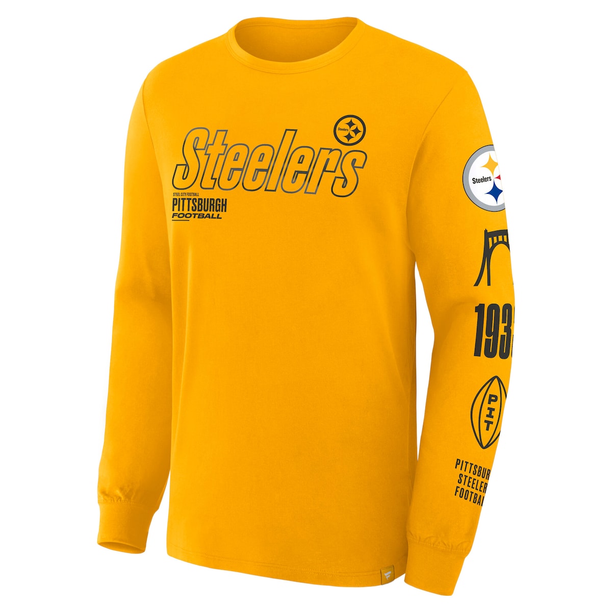 【公式グッズ】NFL スティーラーズ Tシャツ (大きいサイズ) Fanatics/ファナティクス メンズ ゴールド (MENS BIG & TALL FANATICS CHECKDOWN PASS COTTON LS TEE)|Fanatics公式ストア 店