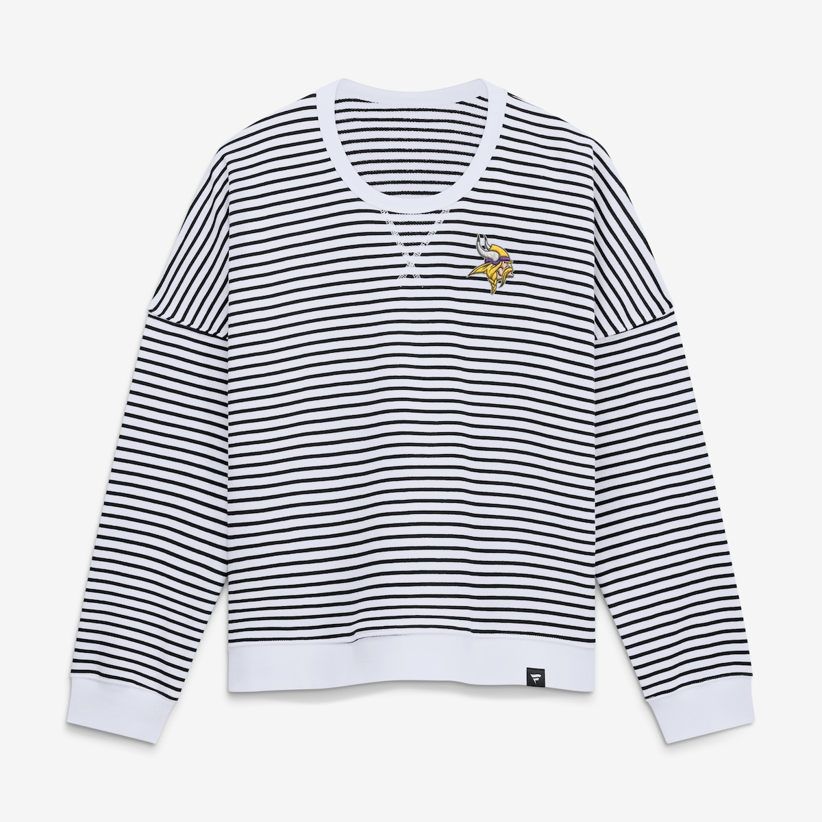 【公式グッズ】NFL バイキングス トレーナー Fanatics/ファナティクス レディース ホワイト (26 NFL Womens Fanatics Striped Team First Striped French Terry Crew)|Fanatics公式ストア 店