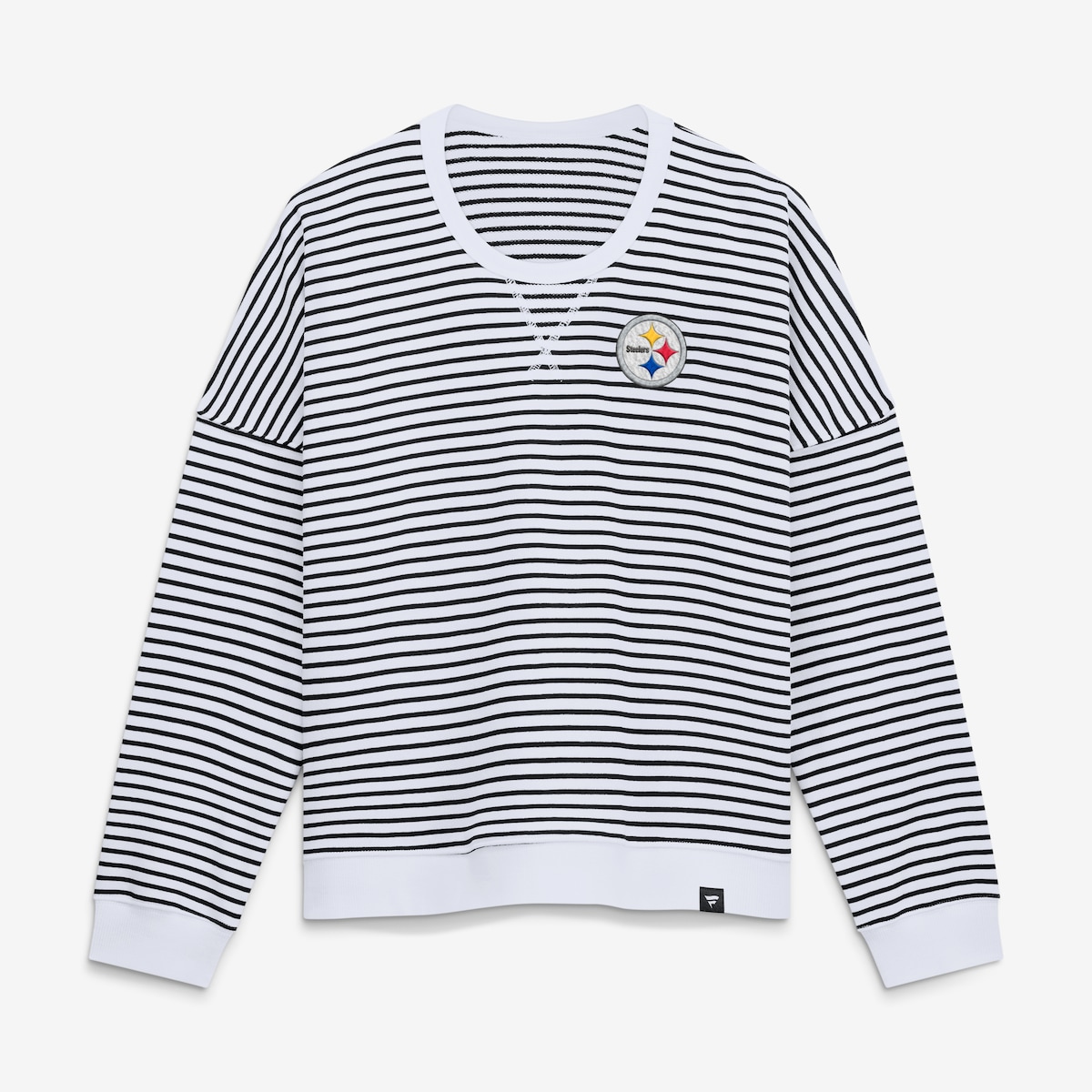 【公式グッズ】NFL スティーラーズ トレーナー Fanatics/ファナティクス レディース ホワイト (26 NFL Womens Fanatics Striped Team First Striped French Terry Crew)|Fanatics公式ストア 店