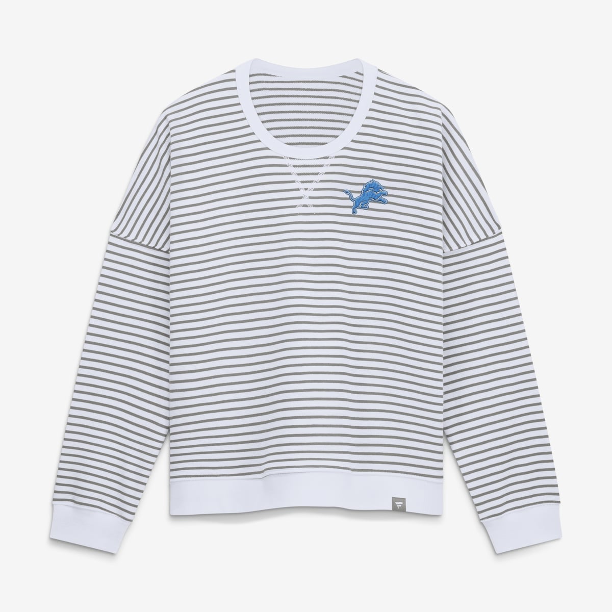 【公式グッズ】NFL ライオンズ トレーナー Fanatics/ファナティクス レディース ホワイト (26 NFL Womens Fanatics Striped Team First Striped French Terry Crew)｜Fanatics公式ストア 店