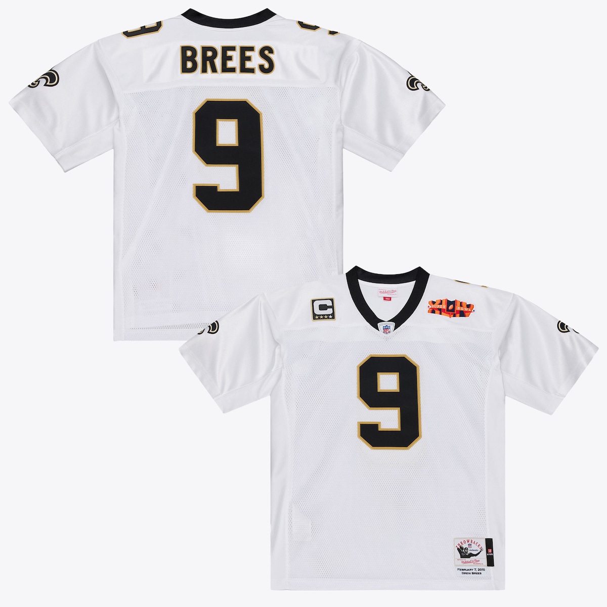 Men's Mitchell & Ness Drew Brees White New Orleans Saints Super Bowl XLIV Authentic Jersey|Fanatics公式ストア 店