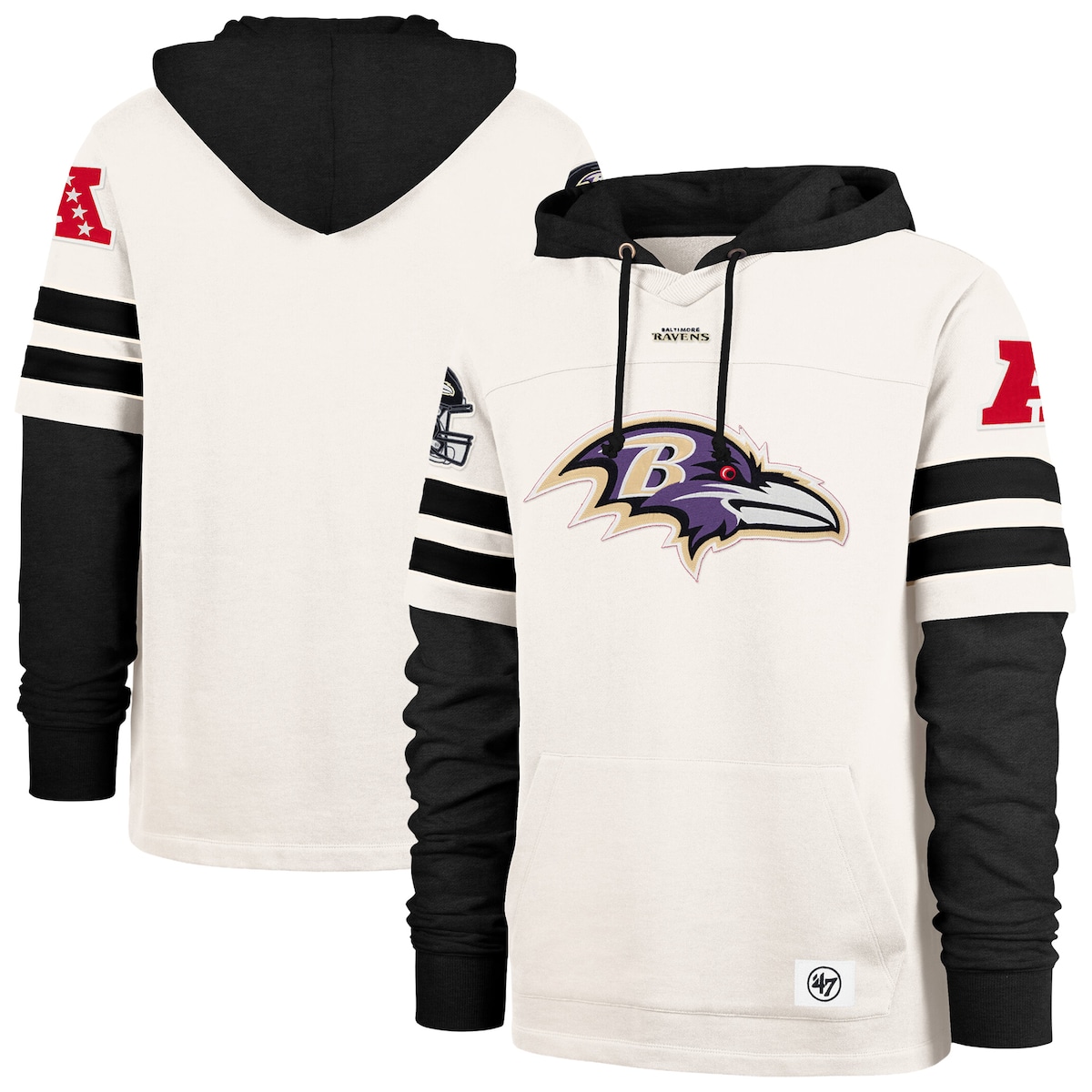 【公式グッズ】NFL レイブンズ パーカー '47/フォーティーセブン メンズ クリーム (SPLIT ZONE II CORNERBACK DU LACER M)|Fanatics公式ストア 店