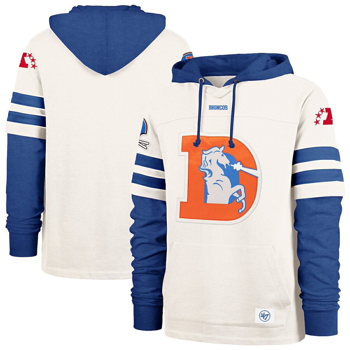 【公式グッズ】NFL ブロンコス パーカー \'47/フォーティーセブン メンズ クリーム (SPLIT ZONE II CORNERBACK DU LACER M)|Fanatics公式ストア 店